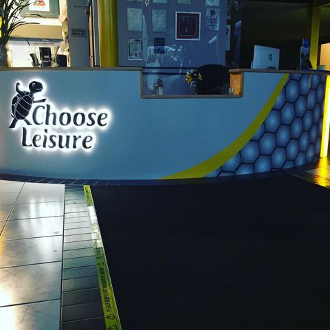 Illuminated signage at Kent leisure centre