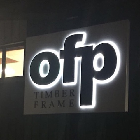 Light up signage at Kent timber business